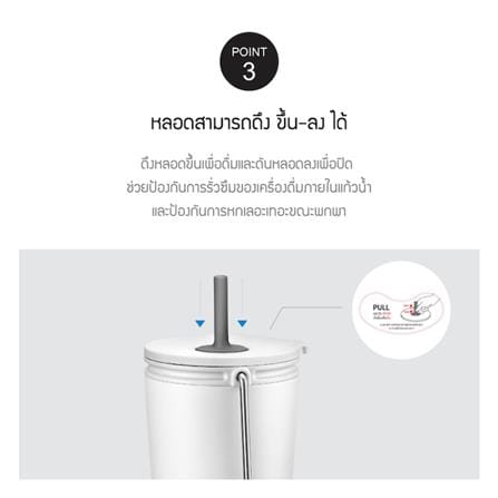 แก้วน้ำสุญญากาศพร้อมหลอด LOCKNLOCK TUMBLER 540 มล. สีขาว_3