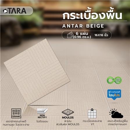 กระเบื้องพื้น 16x16 นิ้ว TARA แอนต้าร์ เบจ PM 0.96 ตร.ม._5