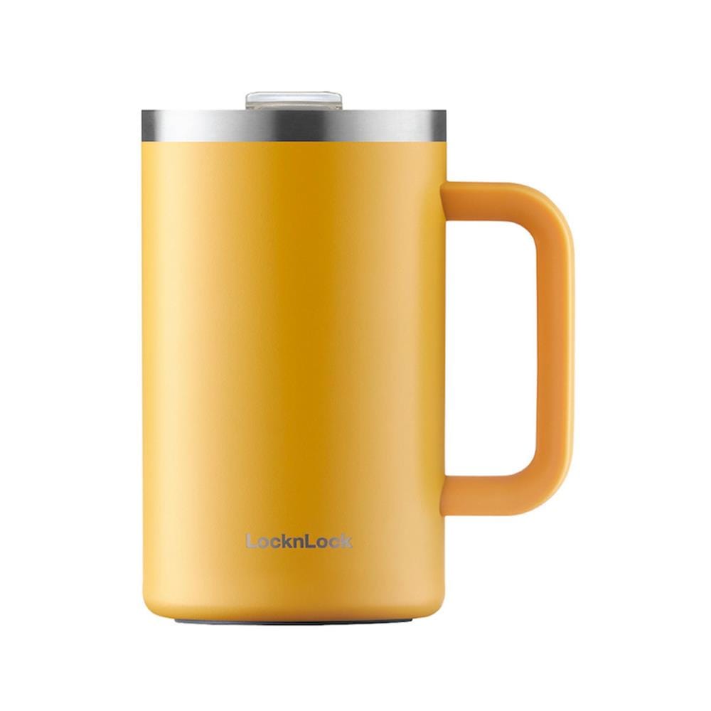 แก้วน้ำสุญญากาศ LOCKNLOCK FLAT TABLE MUG 0.73 ลิตร สีเหลือง