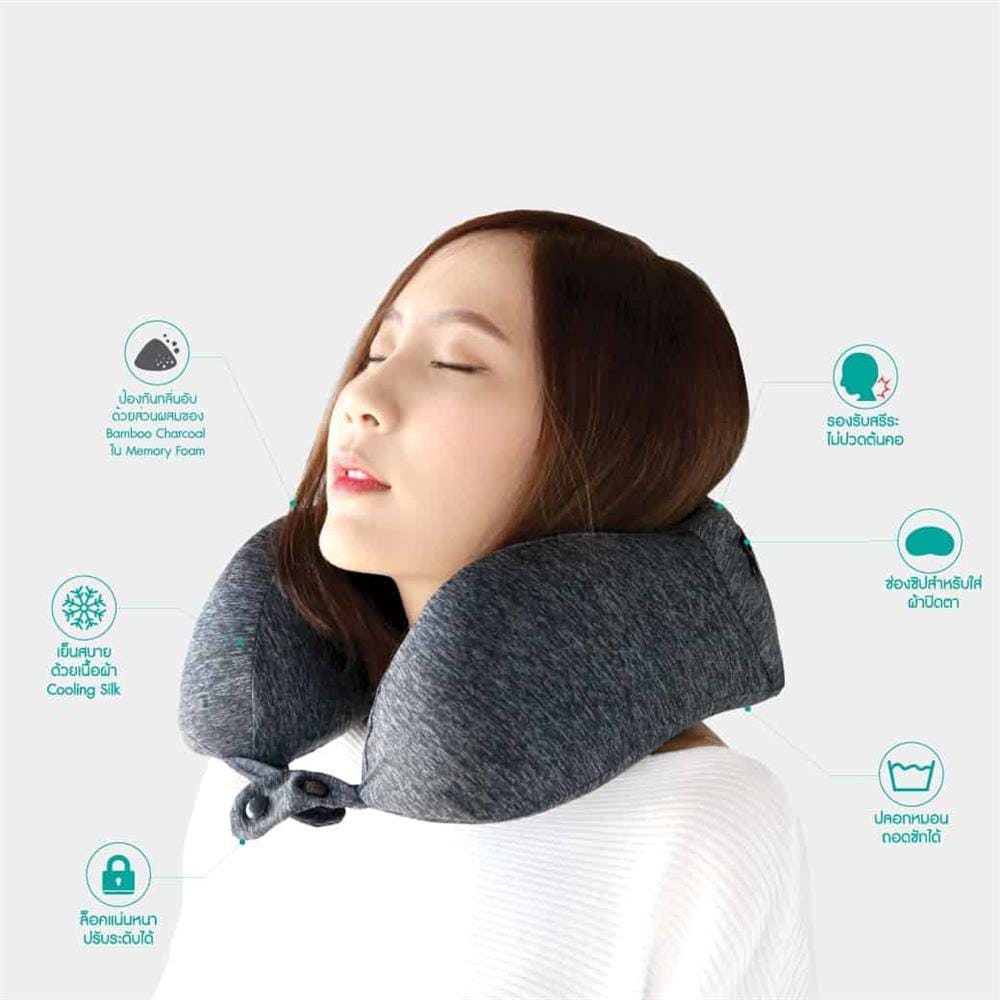 หมอนรองคอ BEWELL NECK PILLOW-TP001-BK 8X10 นิ้ว สีดำ