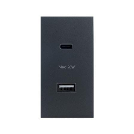 เต้ารับ USB 1 ช่อง TYPE C 1 ช่อง SIMON SIM52S-12CS-GR7 สีเทาเข้ม_0