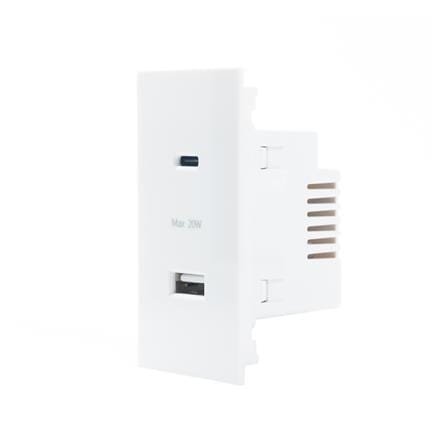 เต้ารับ USB 1 ช่อง TYPE C 1 ช่อง SIMON SIM52S-12CS-WH สีขาว_1