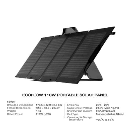 แผงโซลาร์เซลล์ แบบพกพา ECOFLOW 110 วัตต์ สีดำ_6