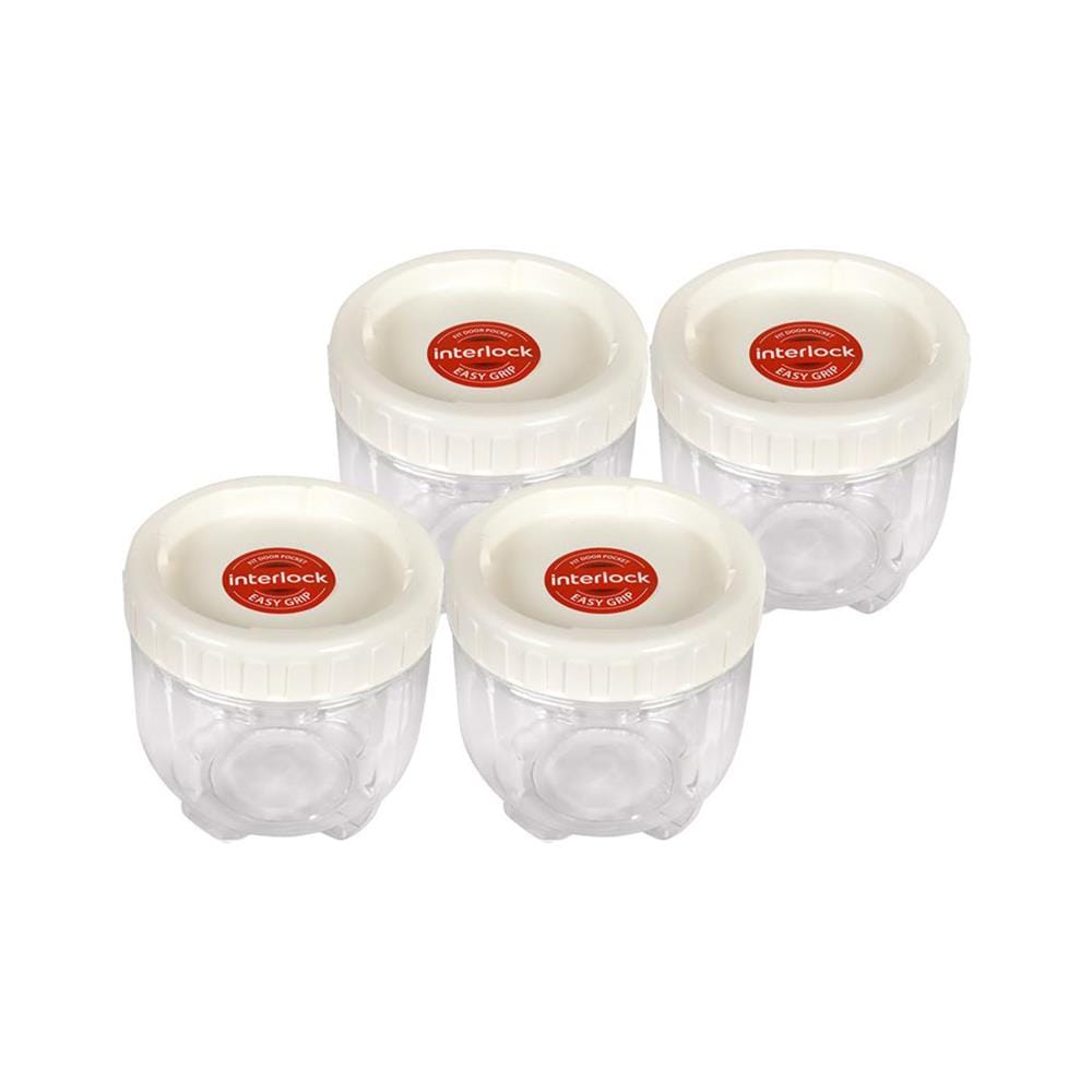 ขวดโหลพลาสติก PET LOCKNLOCK SCREW LID INTERLOCK 500 มล. สีขาว/ใส 4 ชิ้น