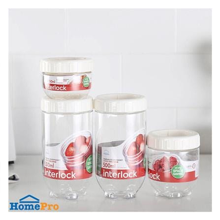ขวดโหลพลาสติก PET LOCKNLOCK SCREW LID INTERLOCK สีขาว/ใส 6 ชิ้น_2