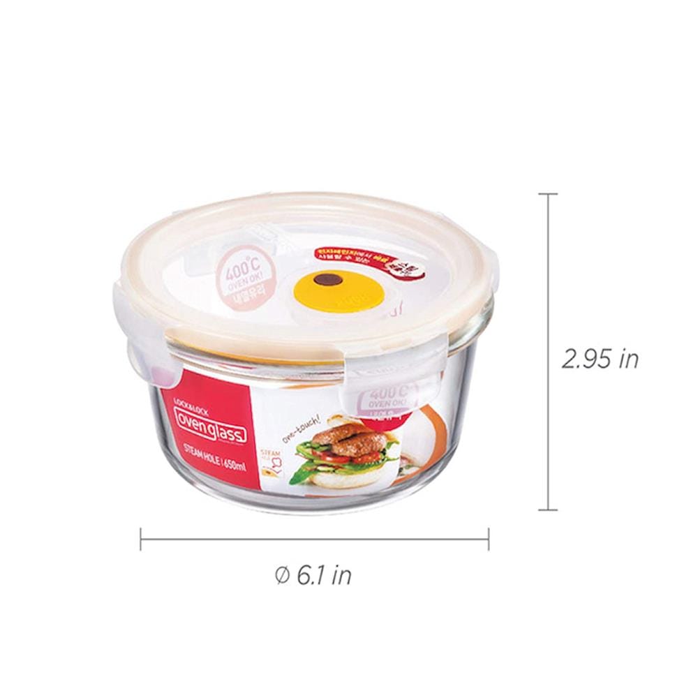 กล่องอาหารกลม LOCKNLOCK EURO 0.65 ลิตร สีใส