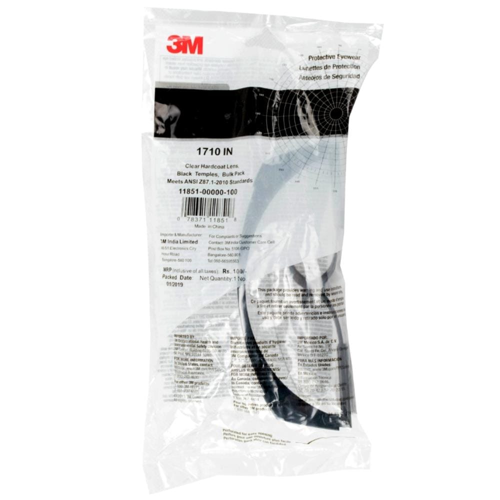 แว่นตานิรภัย 3M 1710 เลนส์สีใส ขาดำ
