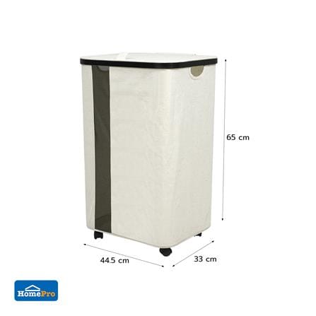 ถังผ้าเหลี่ยมมีล้อ PLIM LOFT 40.5x33x65 ซม. สีขาว_8