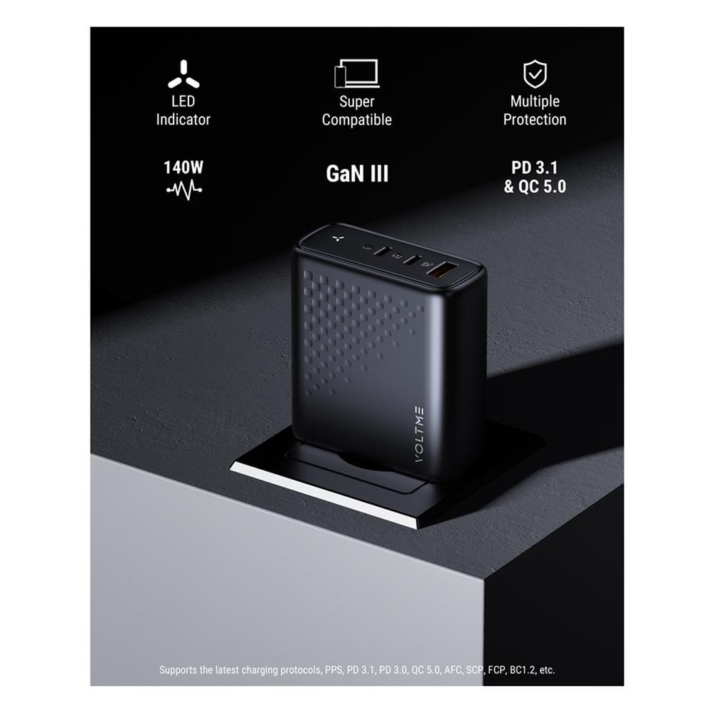 อะแดปเตอร์ USB-A&C VOLTME V2027TH 140W สีดำ