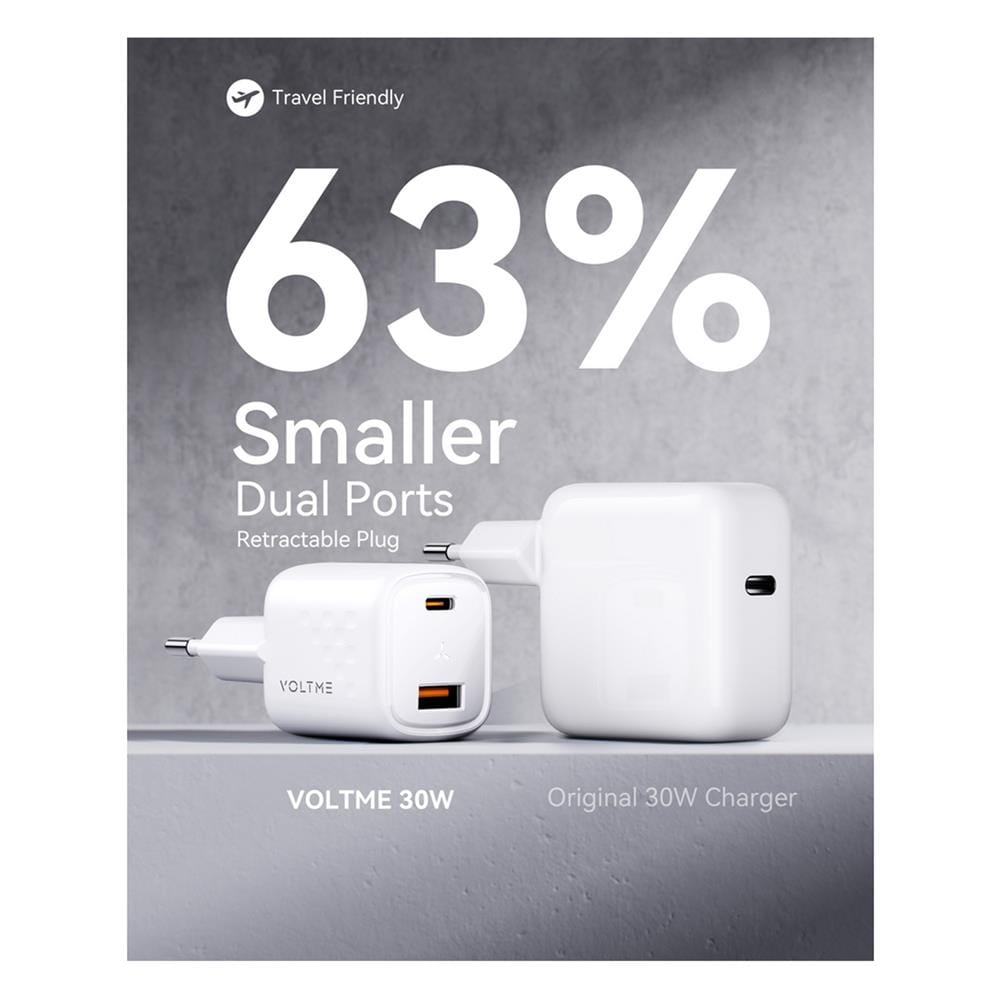 อะแดปเตอร์ USB-A&C VOLTME V2016TH 30W สีขาว