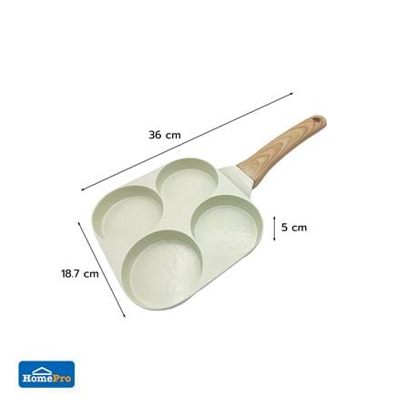 กระทะ 4 ช่อง ด้ามไม้ 18 ซม. KECH CERAMIC สีเขียว IH_6