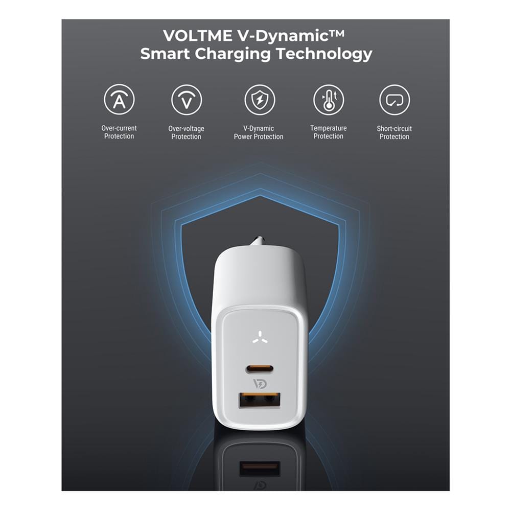 อะแดปเตอร์ USB-A&C VOLTME V2114TH 45W สีขาว