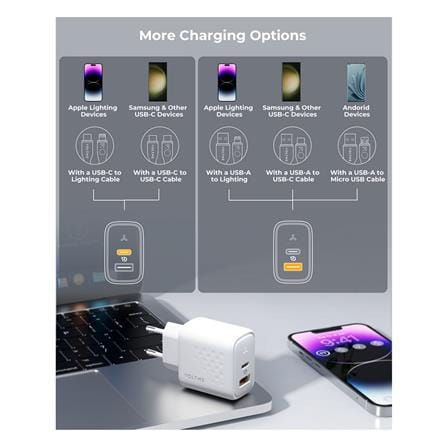 อะแดปเตอร์ USB-A&C VOLTME V2114TH 45W สีขาว_4