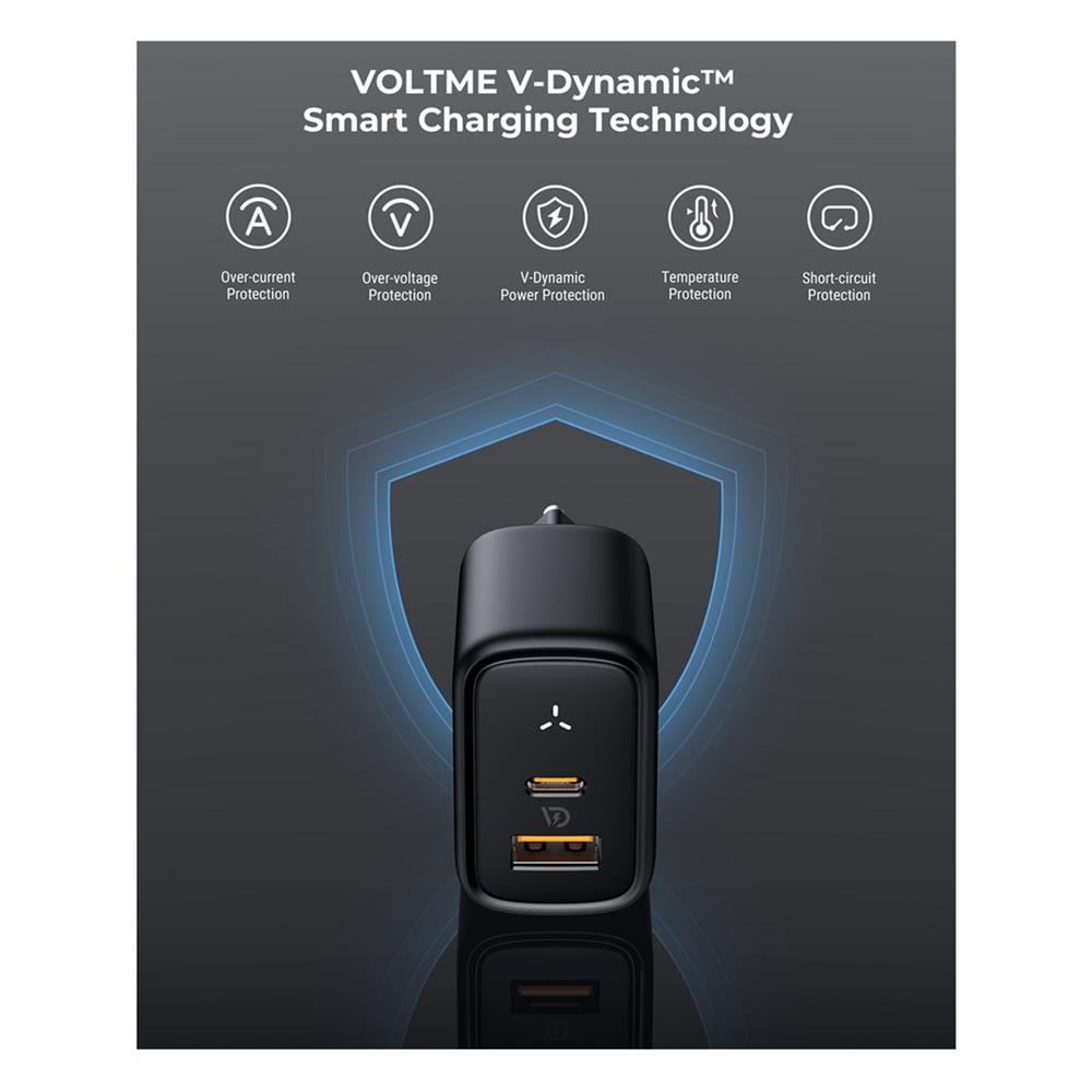 อะแดปเตอร์ USB-A&C VOLTME V2113TH 45W สีดำ