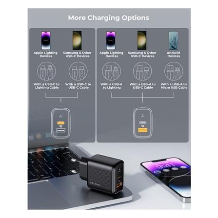 อะแดปเตอร์ USB-A&C VOLTME V2113TH 45W สีดำ_3