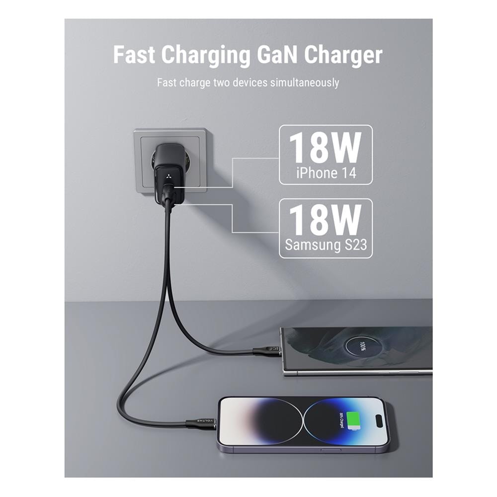 อะแดปเตอร์ USB-A&C VOLTME V2109TH 35W สีดำ