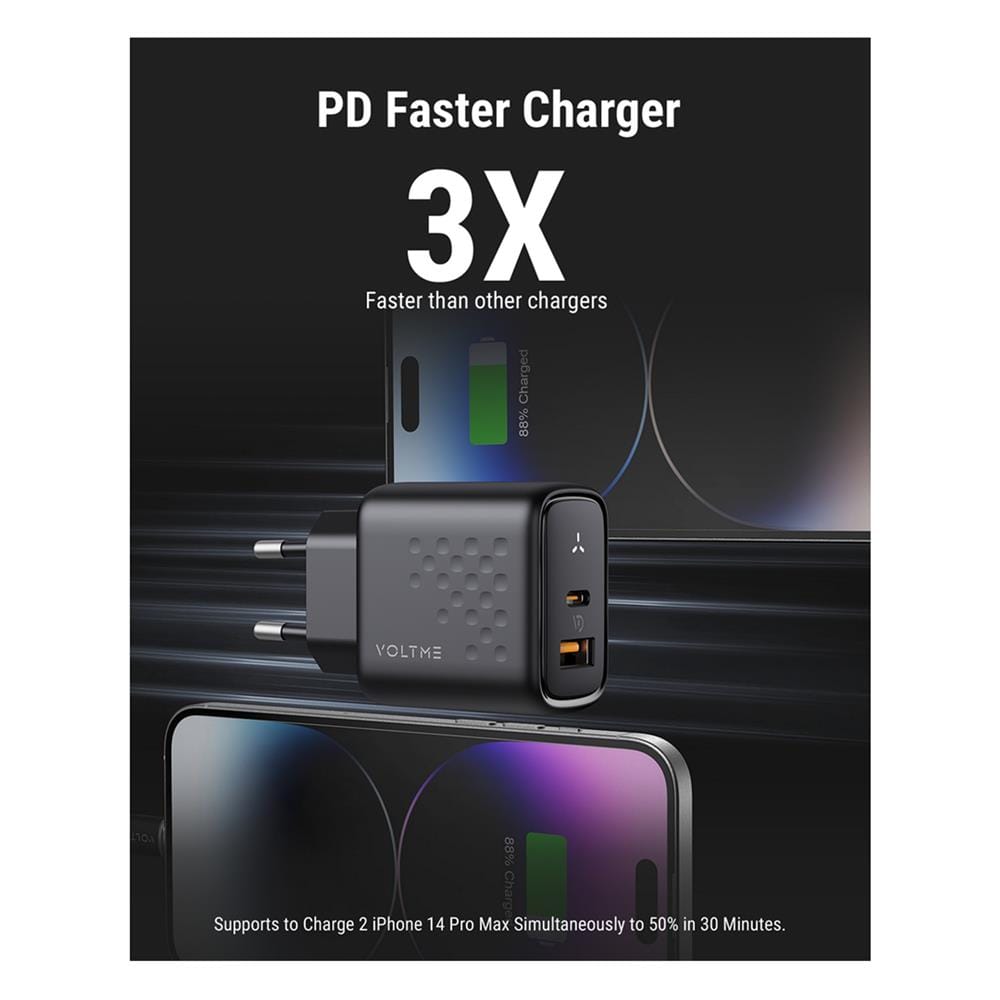 อะแดปเตอร์ USB-A&C VOLTME V2109TH 35W สีดำ