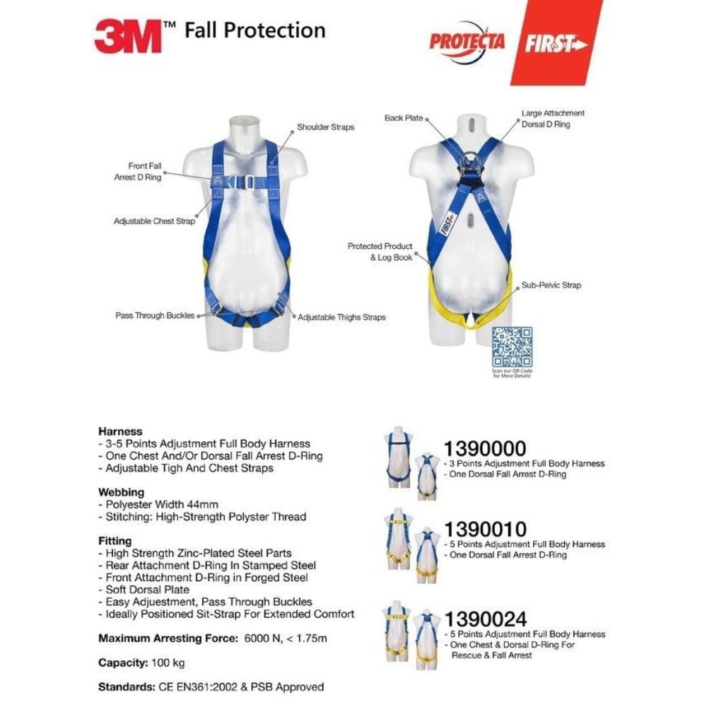 เข็มขัดนิรภัยแบบเต็มตัว D-ring 3M 139000