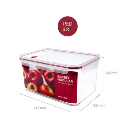กล่องอาหาร LOCKNLOCK BISFREE 4.8 ลิตร สีเเดง_2