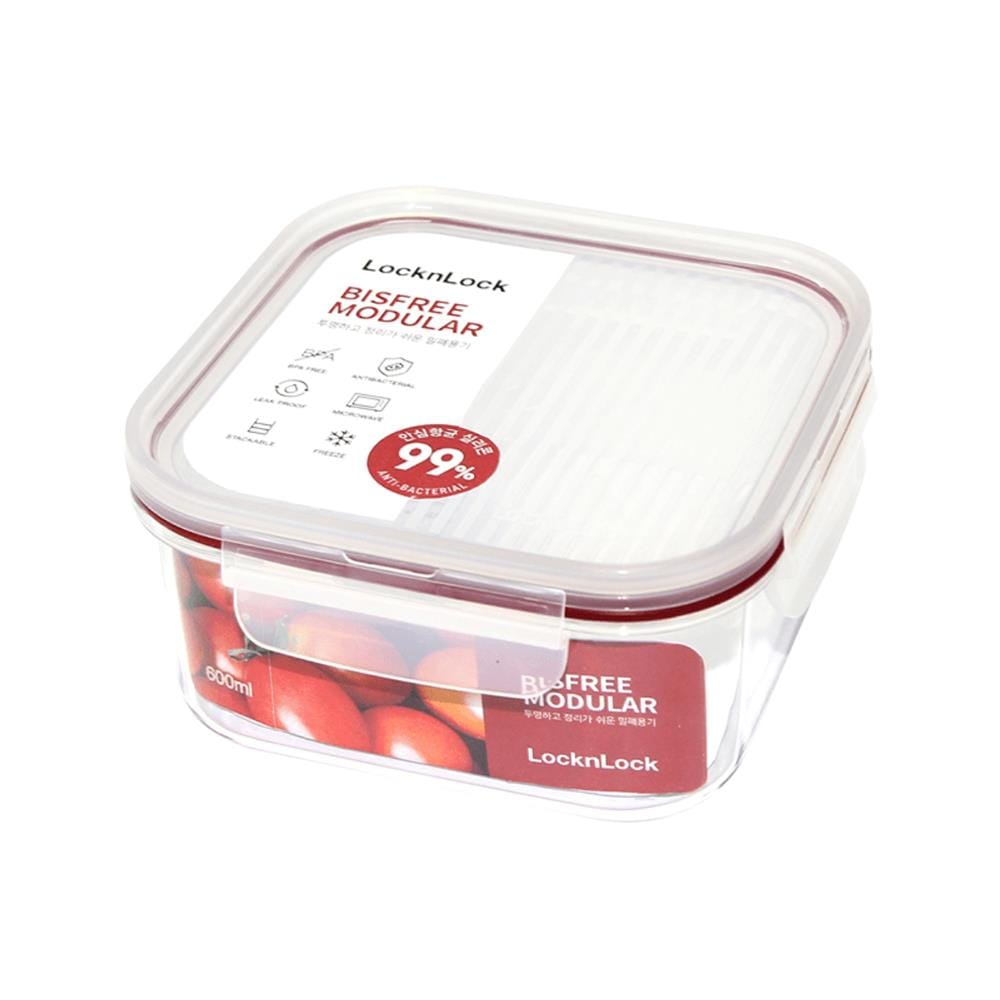 กล่องอาหาร LOCKNLOCK BISFREE 0.6 ลิตร สีแดง