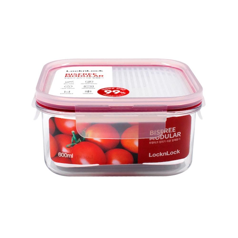 กล่องอาหาร LOCKNLOCK BISFREE 0.6 ลิตร สีแดง