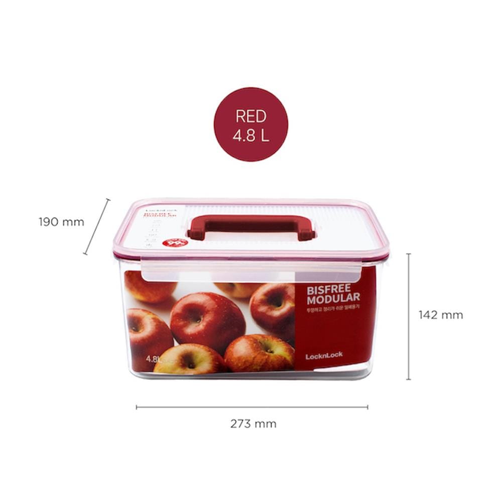 กล่องอาหาร LOCKNLOCK BISFREE 4.8 ลิตร สีเเดง