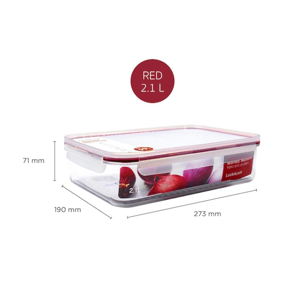 กล่องอาหาร LOCKNLOCK BISFREE 2.1 ลิตร สีเเดง