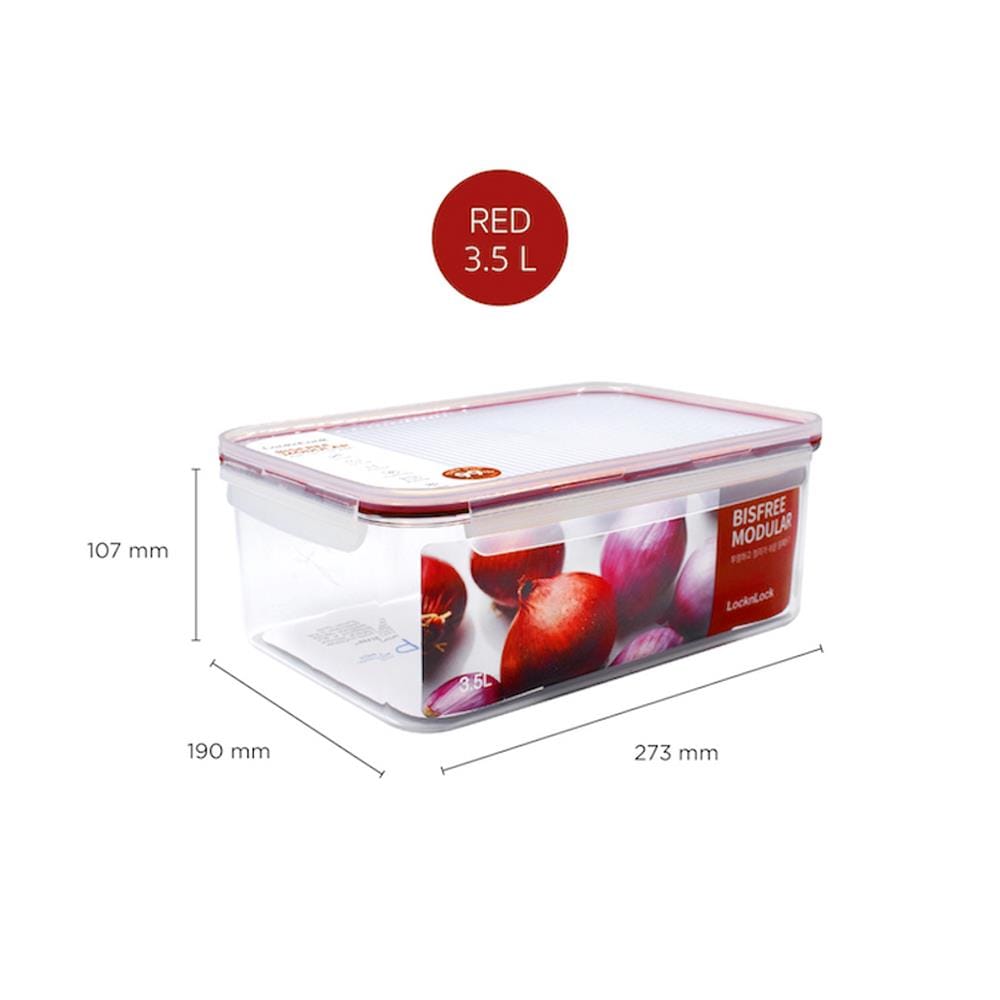 กล่องอาหาร LOCKNLOCK BISFREE 3.5 ลิตร สีเเดง