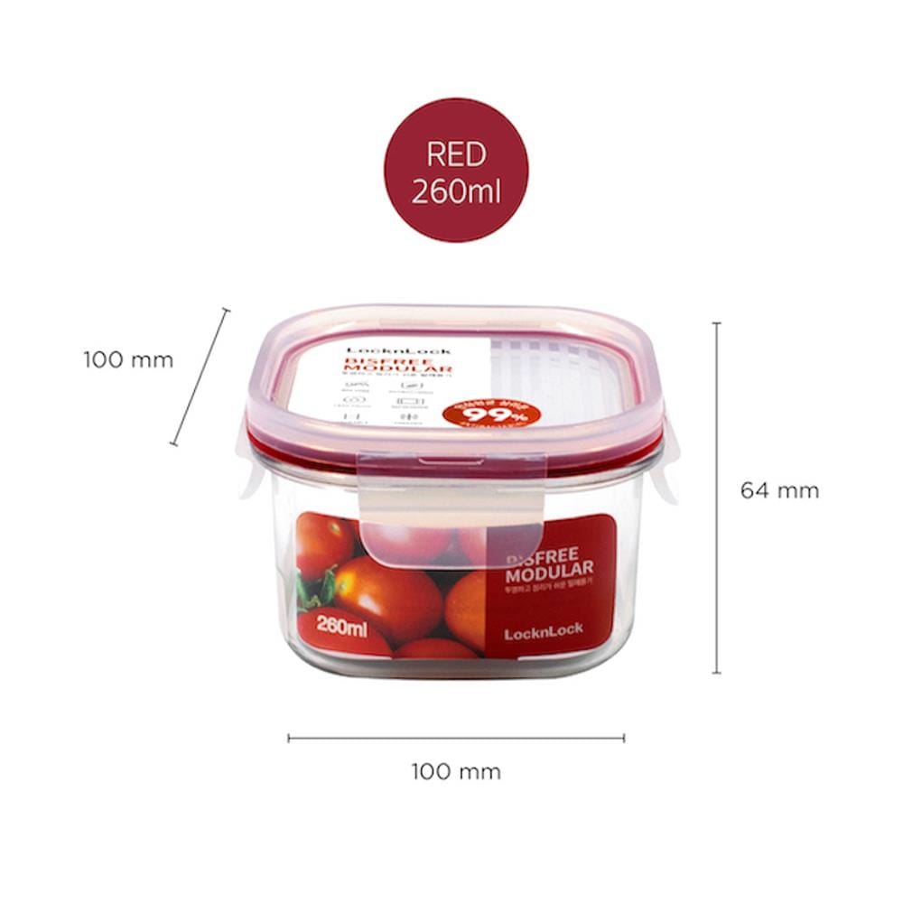 กล่องอาหาร LOCKNLOCK BISFREE RED 0.26 ลิตร สีแดง