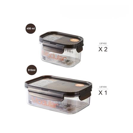 ชุดกล่องอาหาร LOCKNLOCK BISFREE MODULAR สีดำ 3 ชิ้น_4