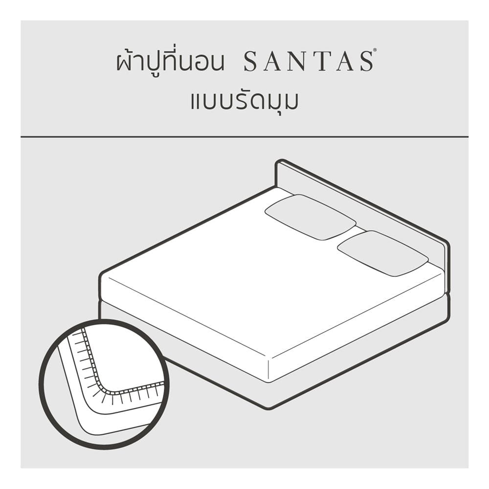 ชุดผ้าปูที่นอน 6 ฟุต 6 ชิ้น SANTAS COTTON USA SENSE DK