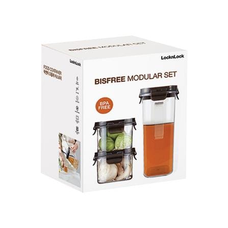 ชุดกล่องอาหารพร้อมเหยือก LOCKNLOCK BISFREE MODULAR สีดำ 3 ชิ้น_4