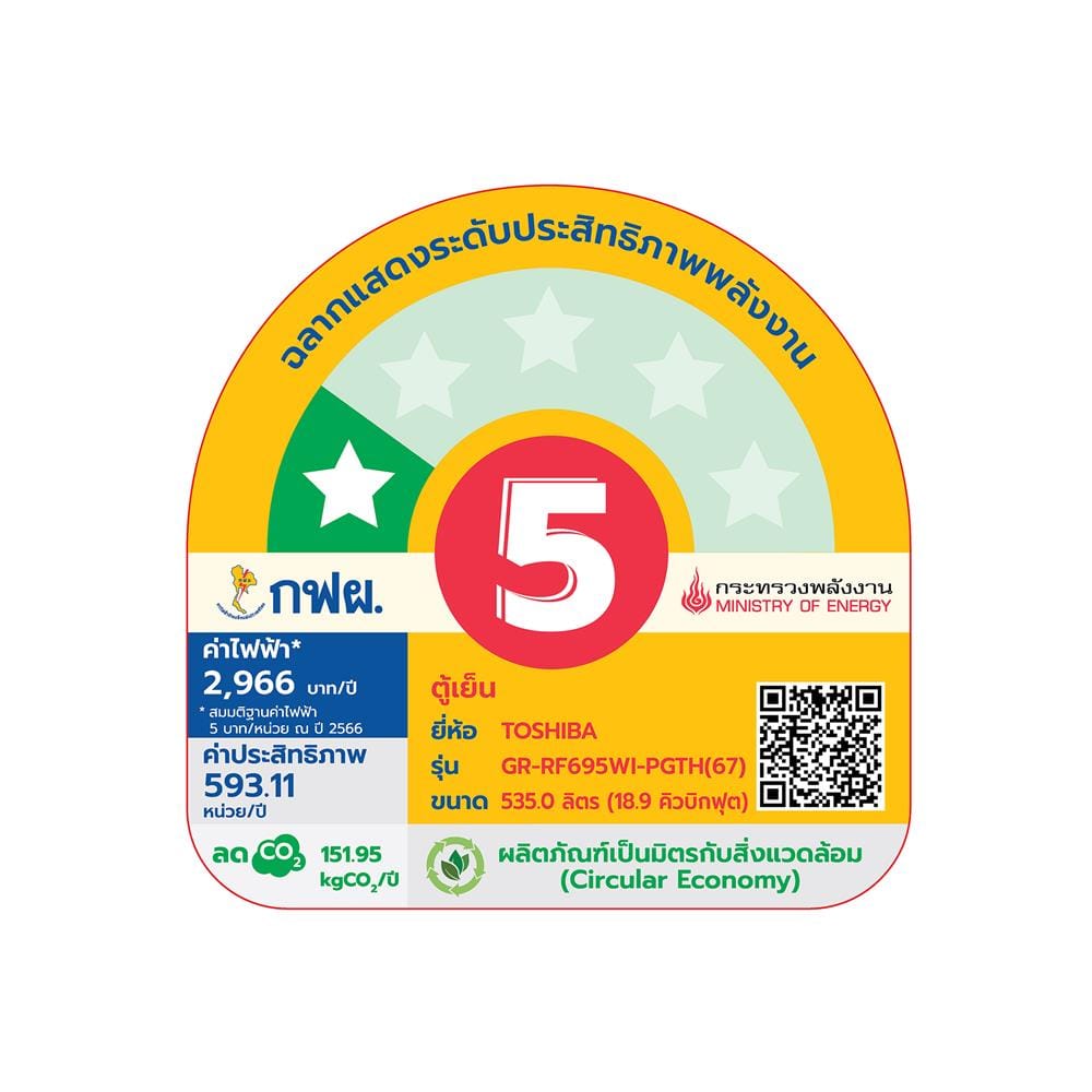 ตู้เย็น MULTI DOOR TOSHIBA GR-RF695WI-PGTH(67) 18.9 คิว อินเวอร์เตอร์ กระจกขาว