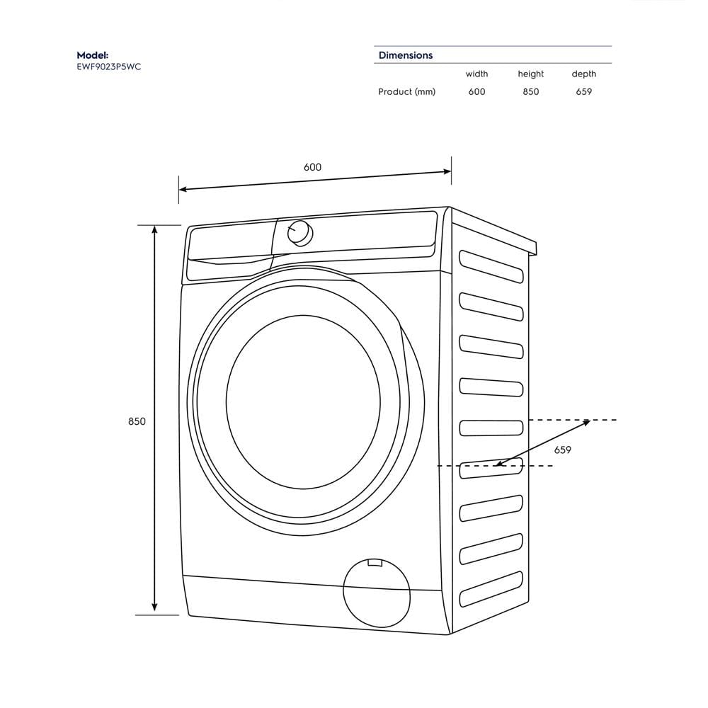 เครื่องซักผ้าฝาหน้าพร้อมขาตั้ง ELECTROLUX EWF9023P5WC 9 กก. 1200RPM อินเวอร์เตอร์ สีขาว
