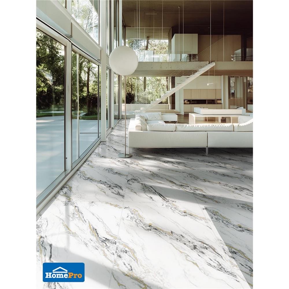 กระเบื้องพื้นพอร์ซเลน 100x100 ซม. TARA ซิลเวอร์ รูไทล์ เทา 2 ตร.ม.