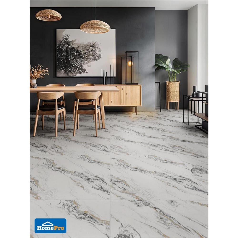 กระเบื้องพื้นพอร์ซเลน 100x100 ซม. TARA ซิลเวอร์ รูไทล์ เทา 2 ตร.ม.