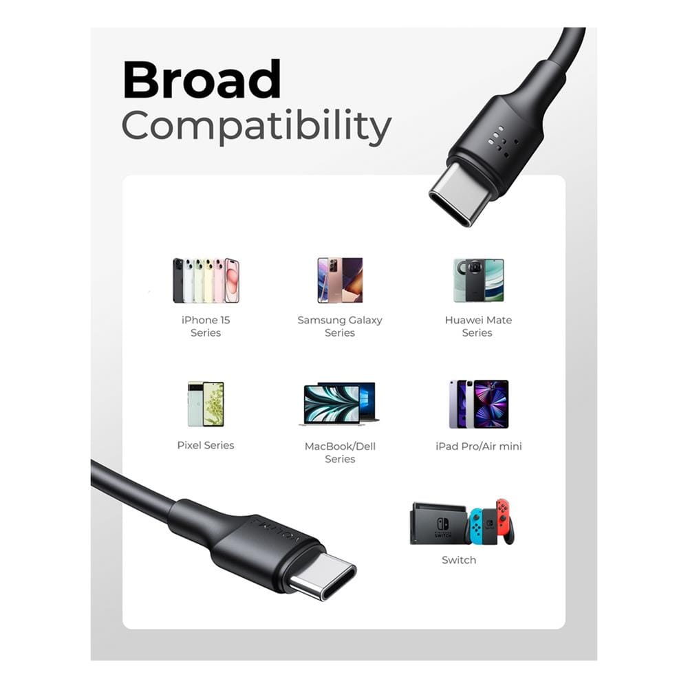 สายชาร์จ USB-C TO USB-C POWERLINK EDC C2280 2 เมตร สีดำ