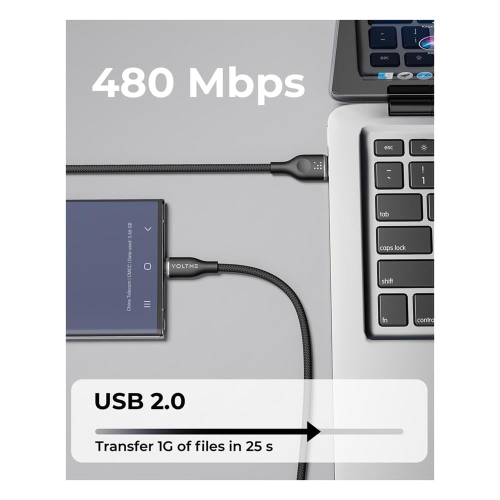สายชาร์จ USB-A TO USB-C VOLTME POWERLINK RUGG C2041 1 เมตร สีดำ