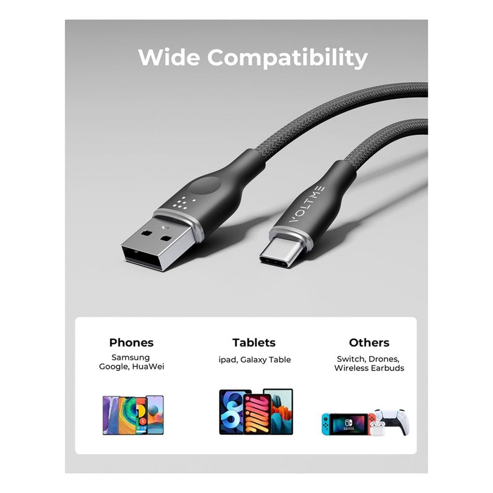 สายชาร์จ USB-A TO USB-C VOLTME POWERLINK RUGG C2041 1 เมตร สีดำ