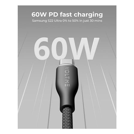 สายชาร์จ USB-A TO USB-C VOLTME POWERLINK RUGG C2041 1 เมตร สีดำ_1
