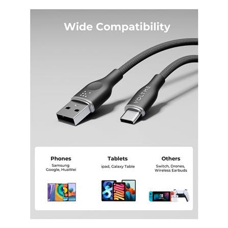 สายชาร์จ USB-A TO USB-C VOLTME POWERLINK RUGG C2041 1 เมตร สีดำ_4