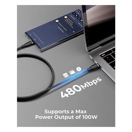 สายชาร์จ USB-C TO USB-C VOLTME POWERLINK RUGG C2057 1 เมตร สีดำ_4