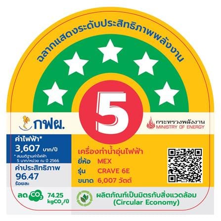 เครื่องทำน้ำอุ่น MEX CRAVE 6E 6000 วัตต์ สี DARK EMERALD_5