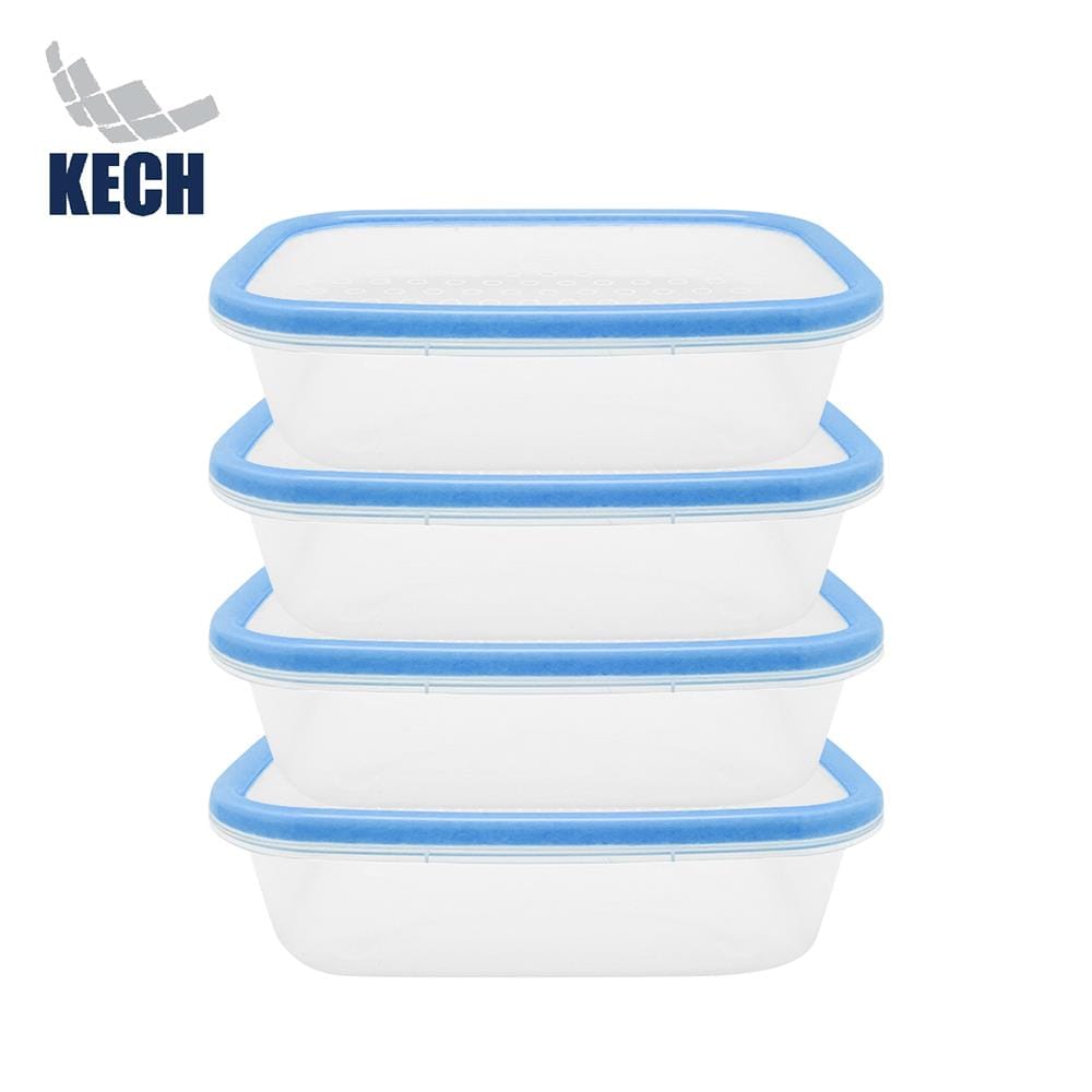 กล่องอาหารเหลี่ยม 0.6 ลิตร KECH NICE สีฟ้า แพ็ก 4 ชิ้น_0