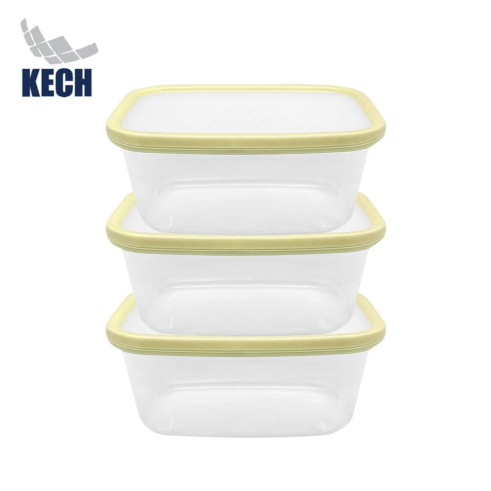 กล่องอาหารเหลี่ยม 1 ลิตร KECH NICE สีเหลือง แพ็ก 3 ชิ้น