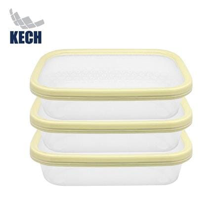 กล่องอาหารเหลี่ยม 0.8 ลิตร KECH NICE สีเหลือง แพ็ก 3 ชิ้น_1