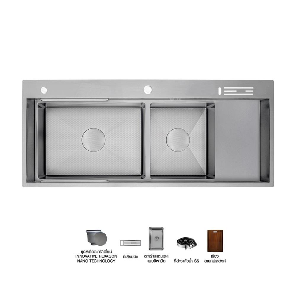 ซิงค์ฝัง 2 หลุม 1 ที่พัก AXIA EXPERTISE 12050 สีเงิน