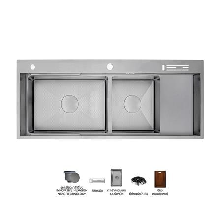 ซิงค์ฝัง 2 หลุม 1 ที่พัก AXIA EXPERTISE 12050 สีเงิน_0