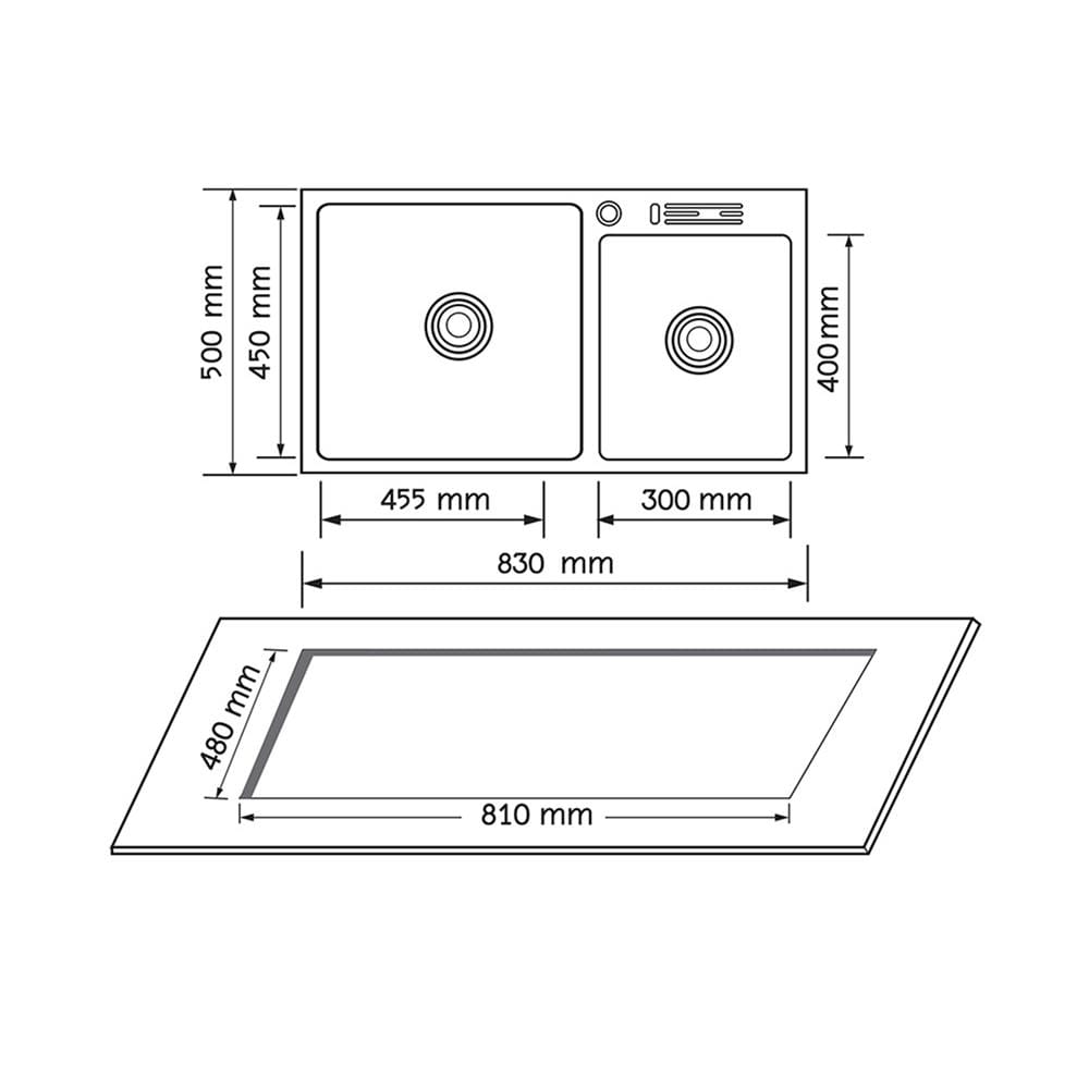 ซิงค์ฝัง 2 หลุม AXIA TRITON K8350 สีเงิน