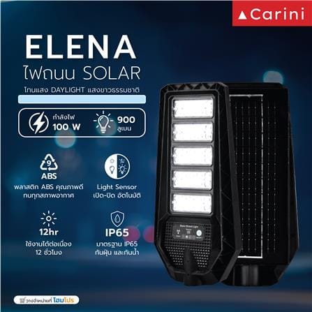 ไฟถนน SOLAR CARINI ELENA 100 วัตต์ DAYLIGHT สีดำ_5